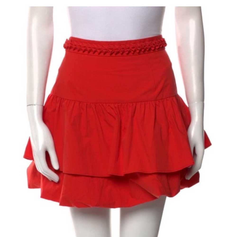 Rhode Red Layered Ruffle Mini Skirt